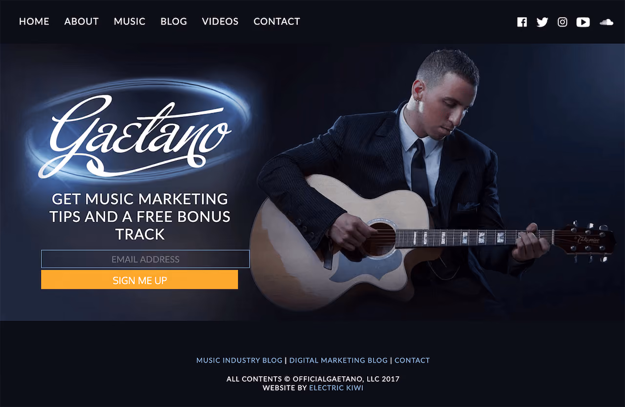 Gaetano DiNardi Music Marketing Landing Page