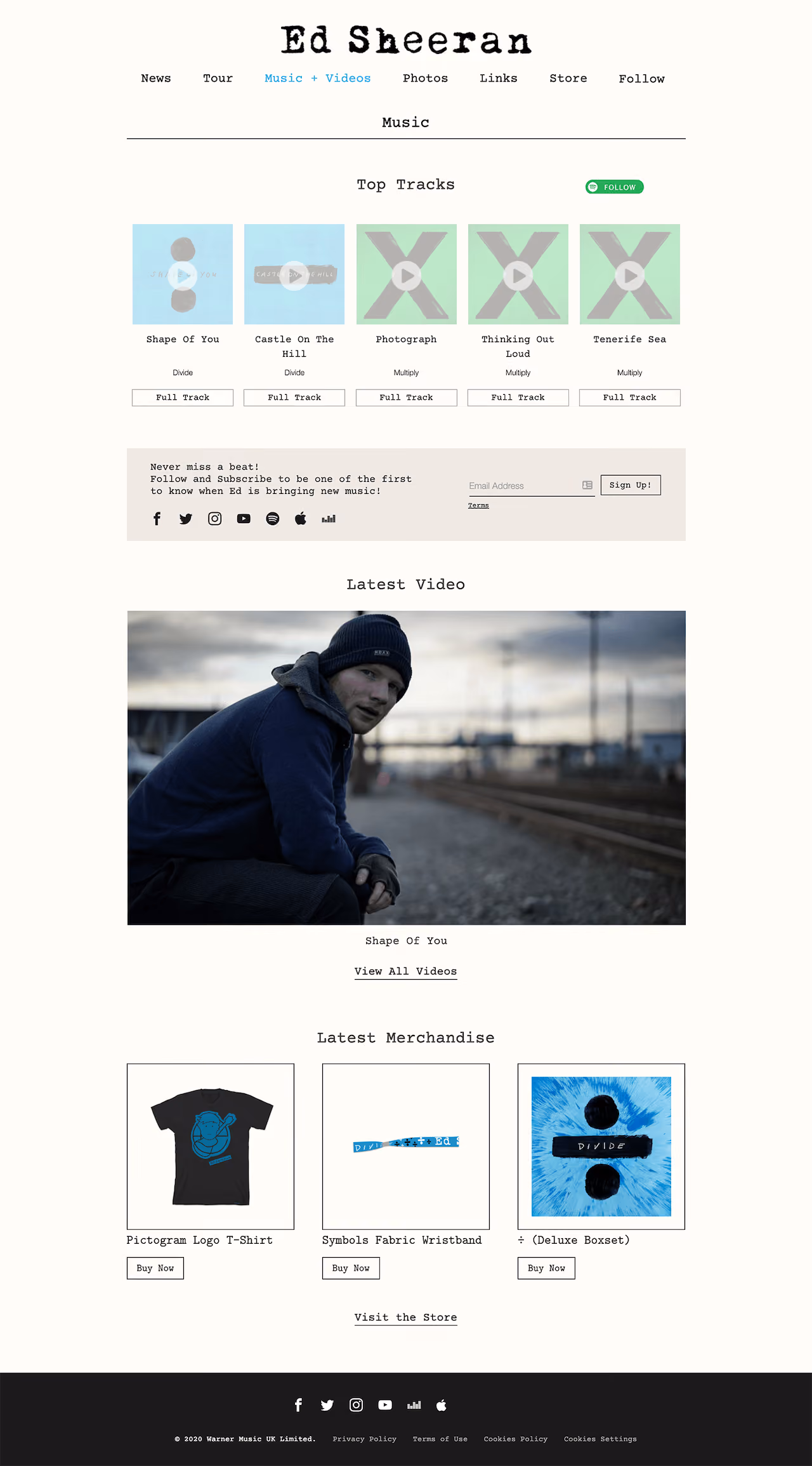 Ed Sheeran Landing Page