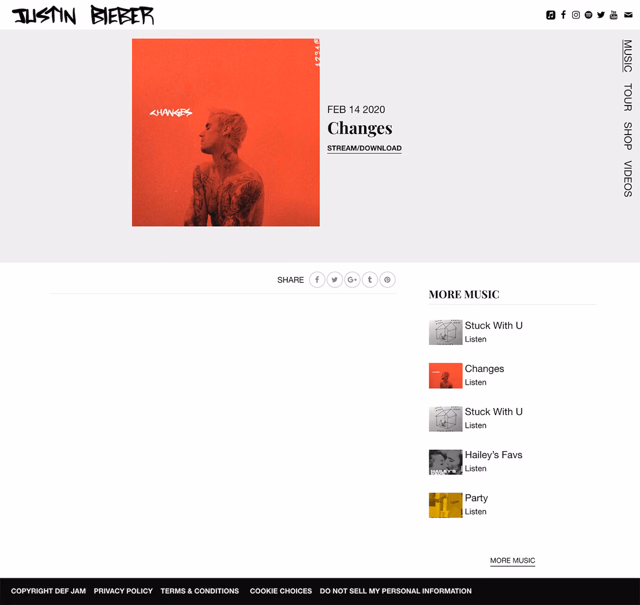 Justin Bieber Style Landing Page