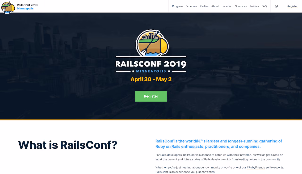 RailsConf Landing Page
