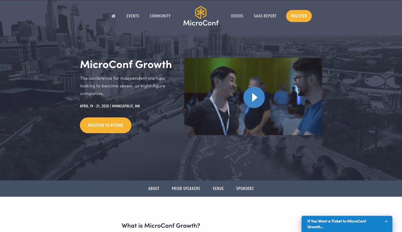MicroConf Landing Page