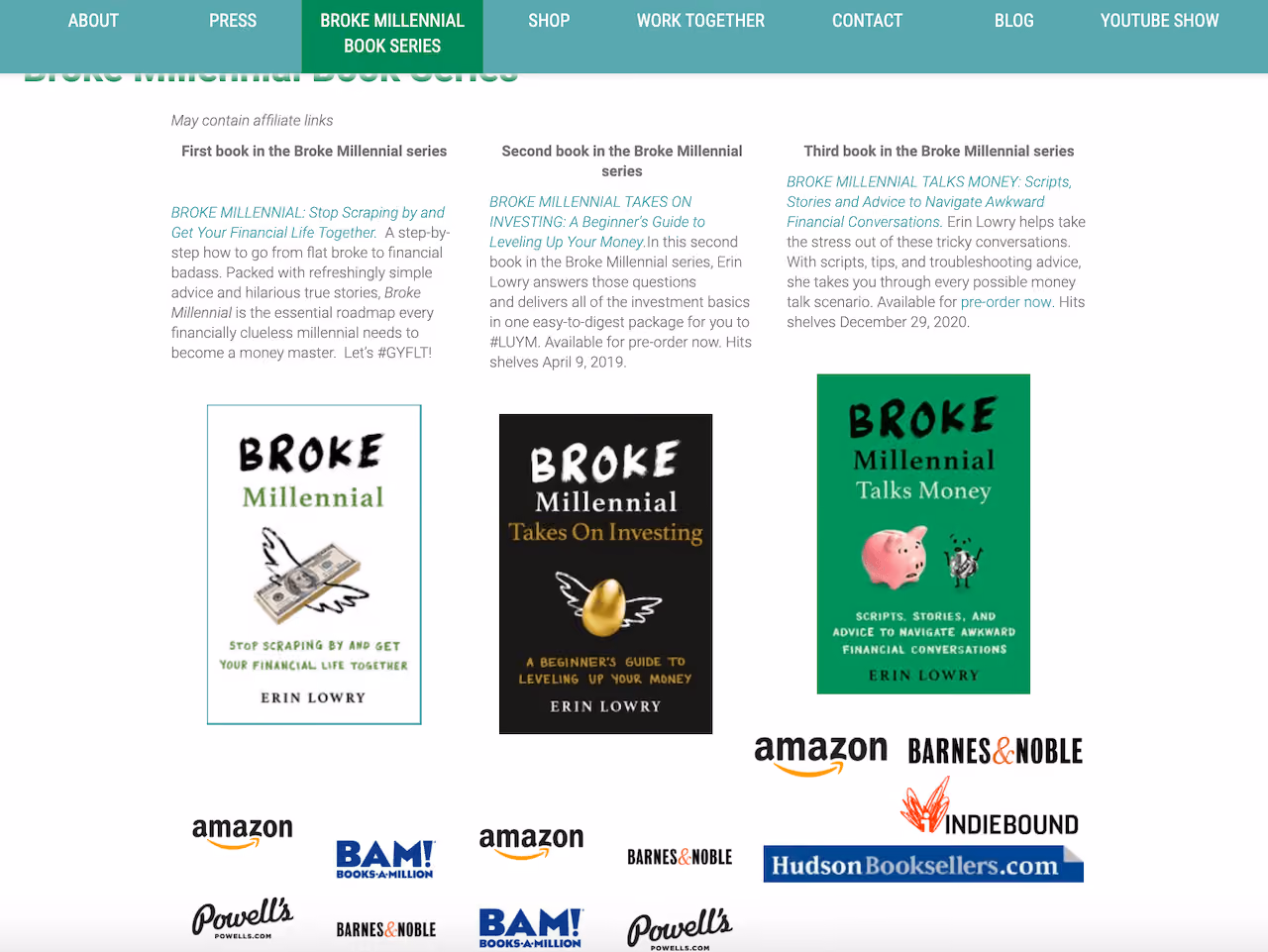 Broke Millennial's Book Landing Page