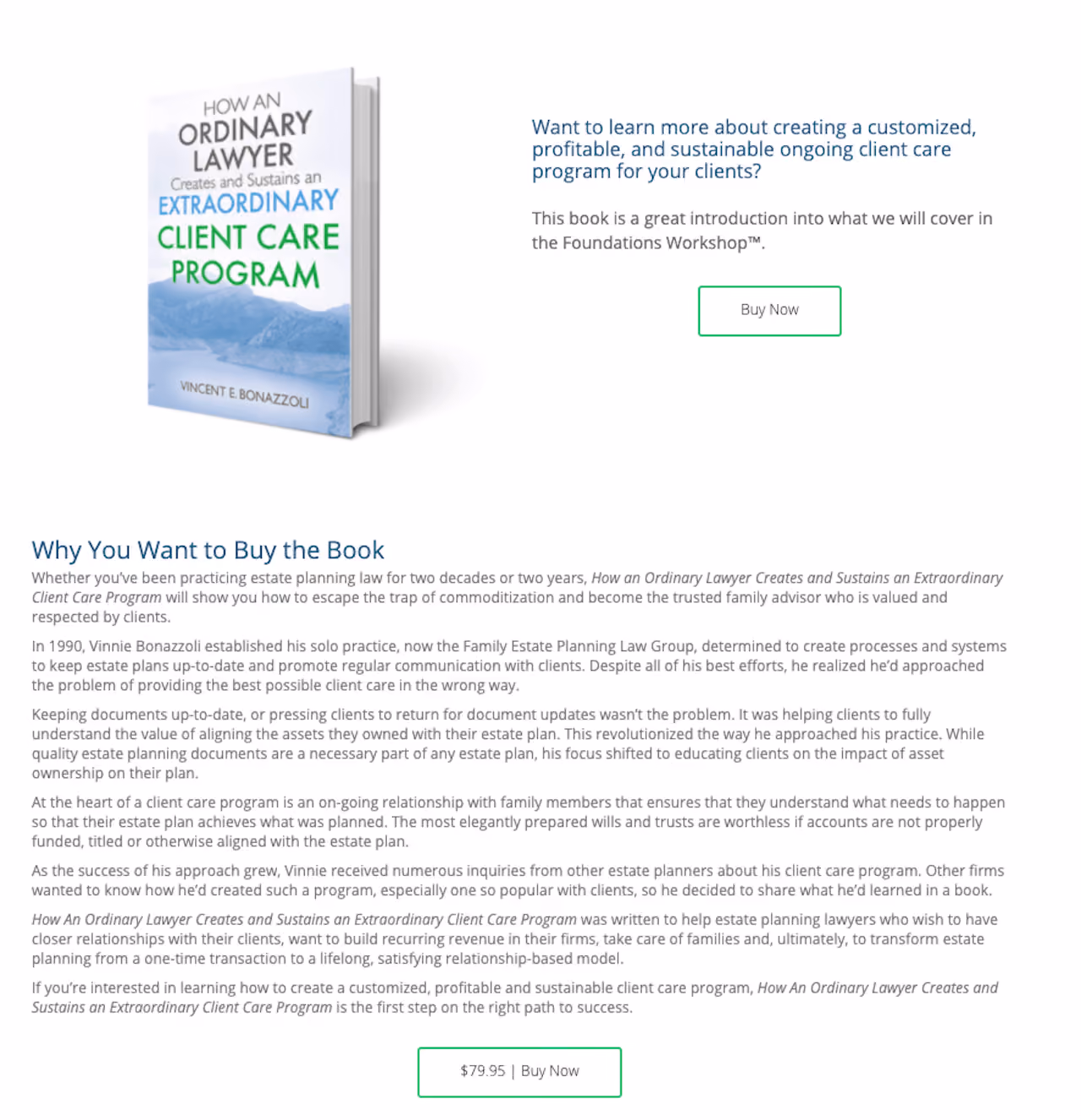 Client Care Academy's Book Landing Page