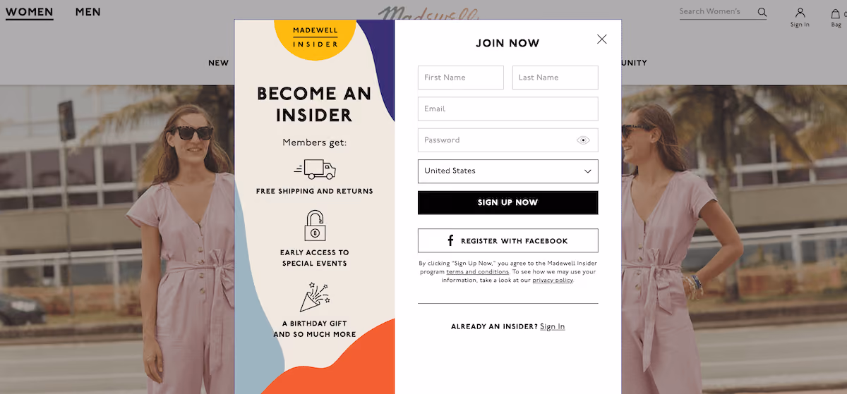 Madewell Email Popup