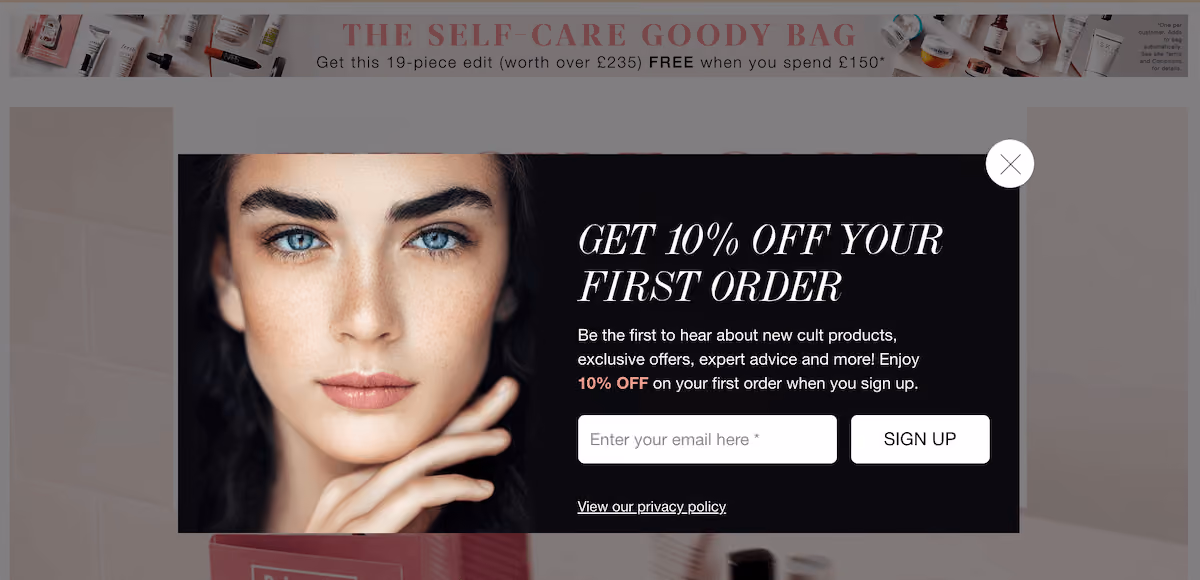 CultBeauty Email Popup