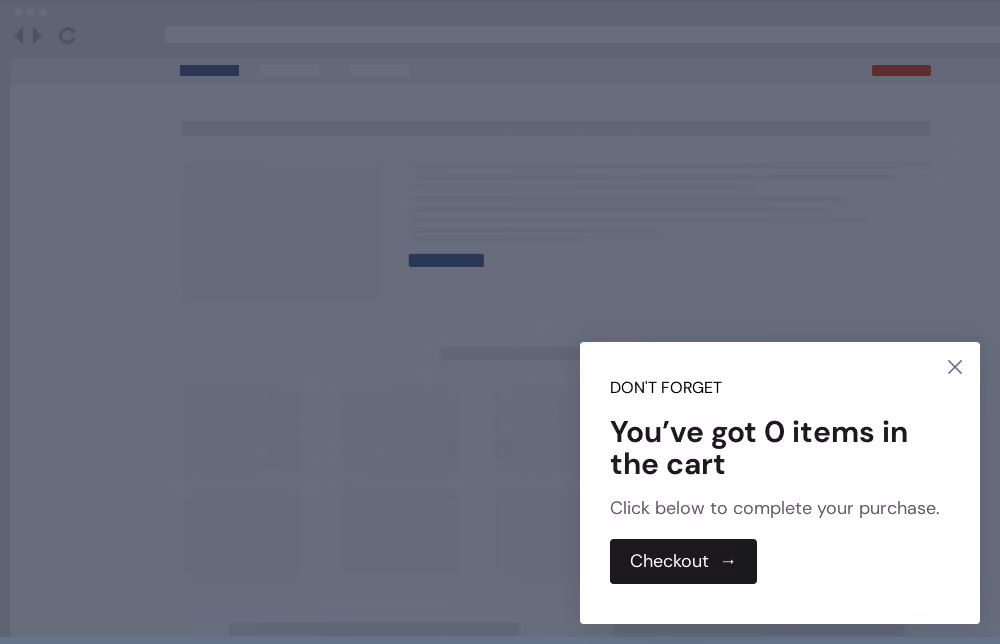 Cart Abandonment Site Message Template
