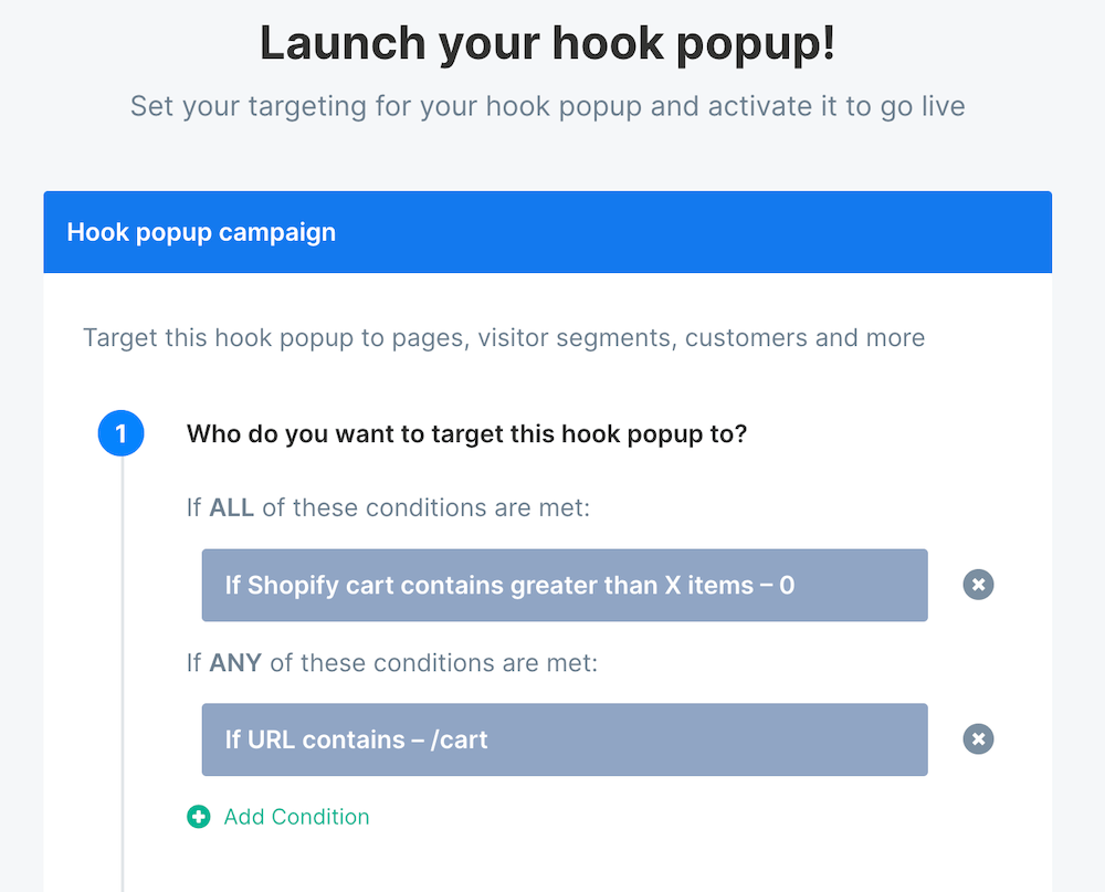 Cart items targeting conditions