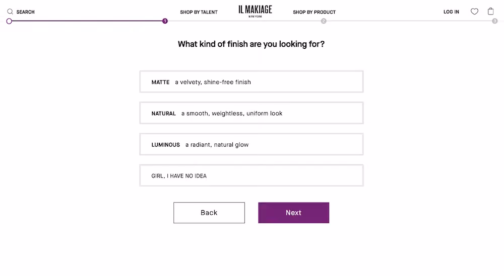 Ecommerce Quiz Examples: IL MAKIAGE