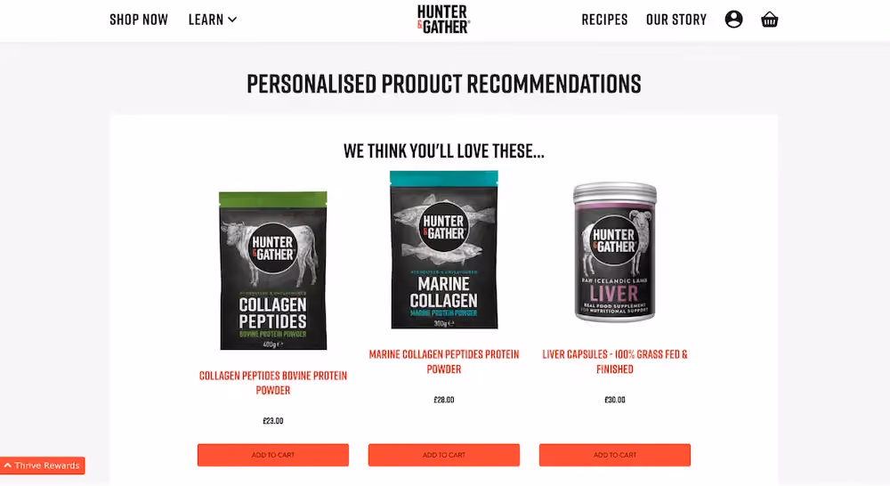 Hunter & Gather quiz results step