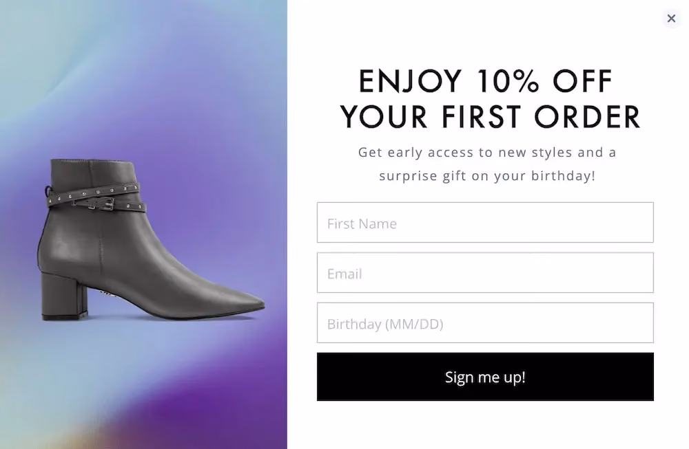 Birthday marketing popup step one