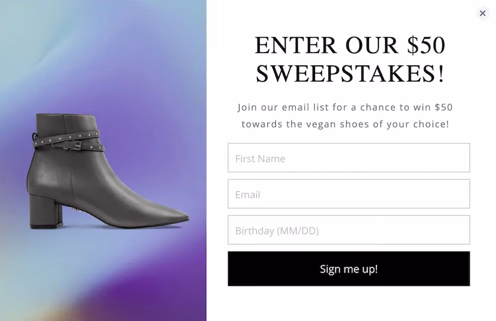 Birthday sweepstakes offer