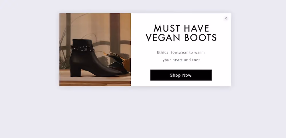 Product recommendation popup example