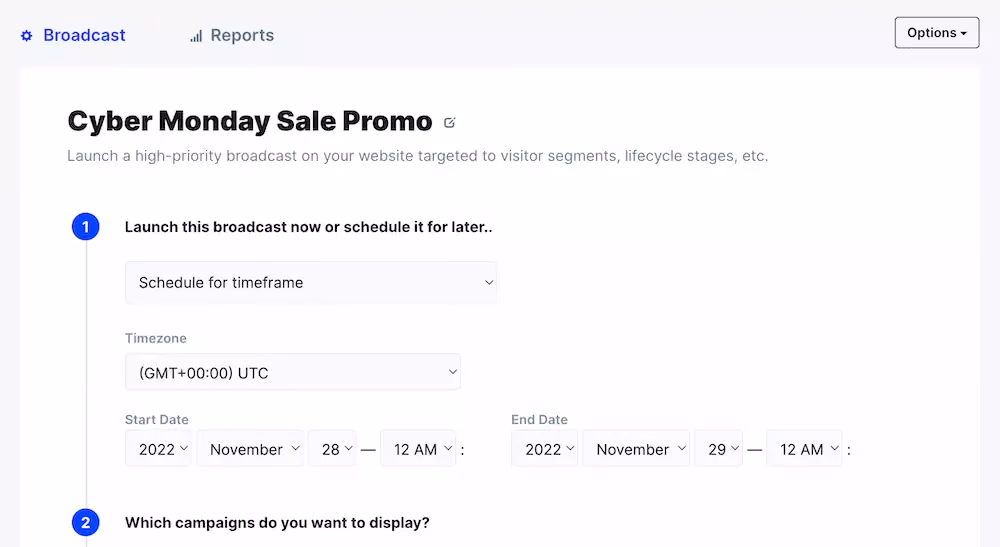 Cyber Monday campaign scheduling