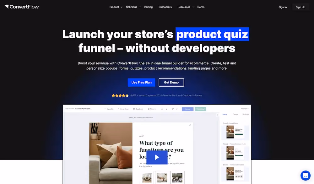 ConvertFlow home page screenshot