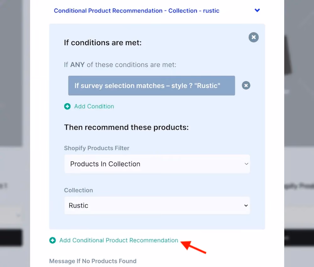Conditional product recommendations