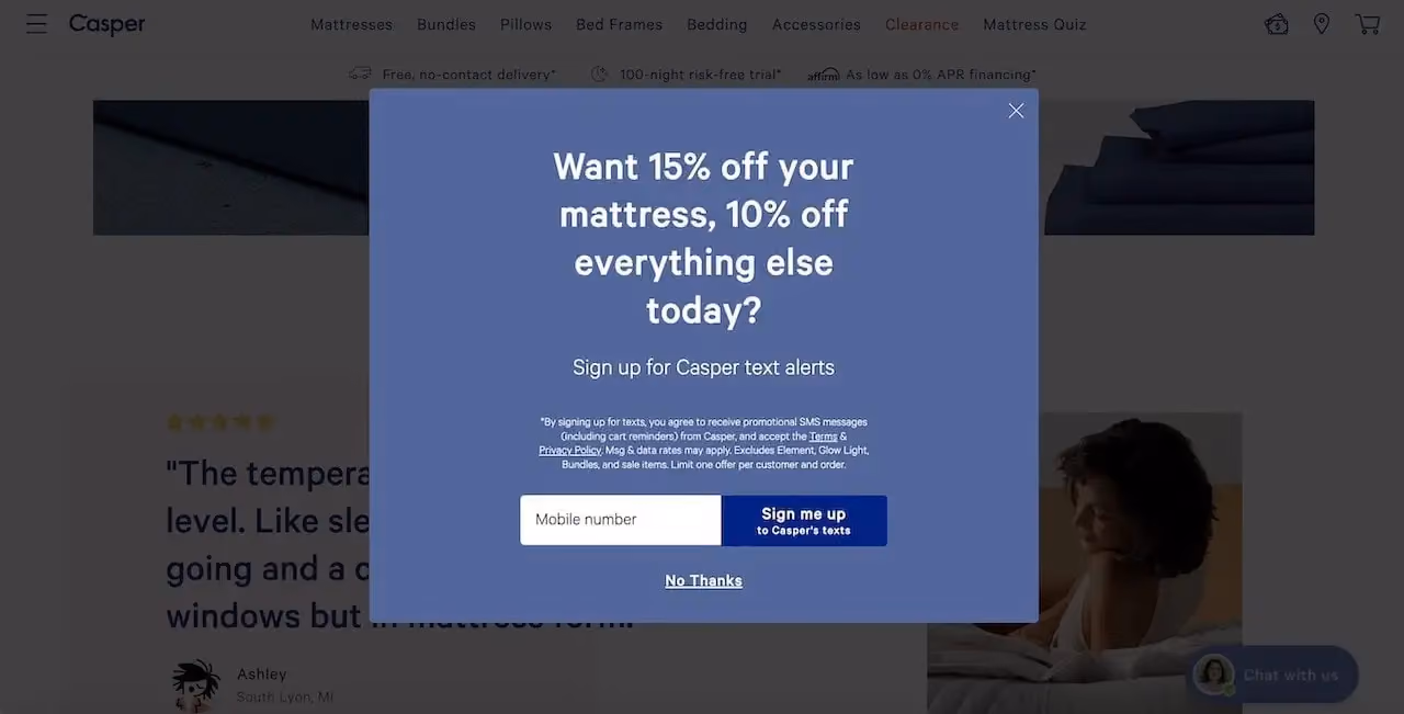 Casper Subscription Popup Example