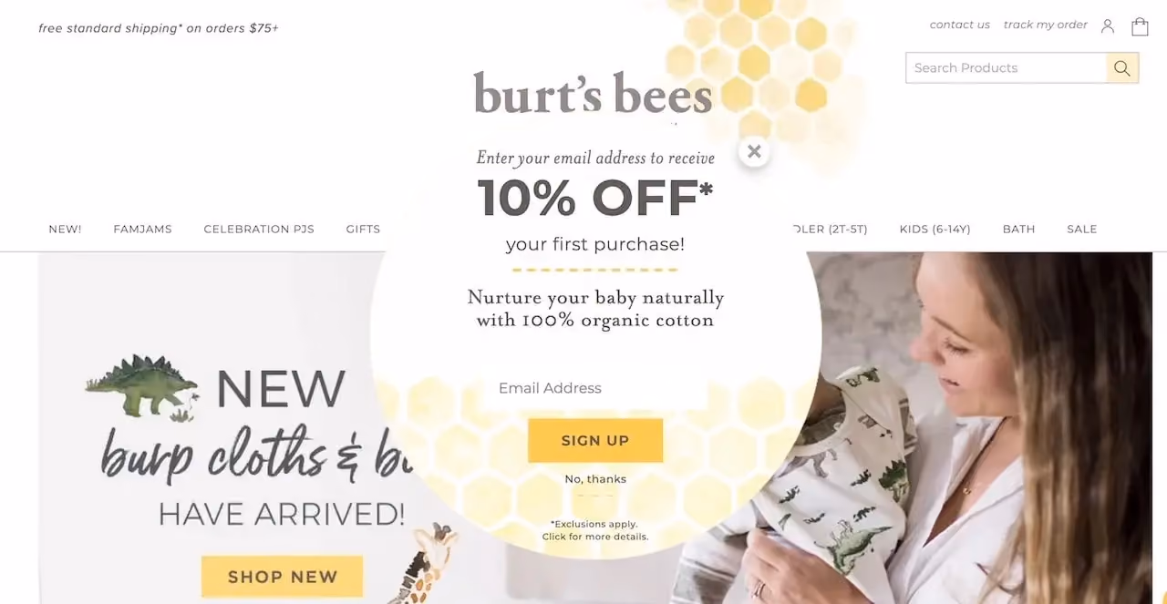 Burt's Bees Subscription Popup Example