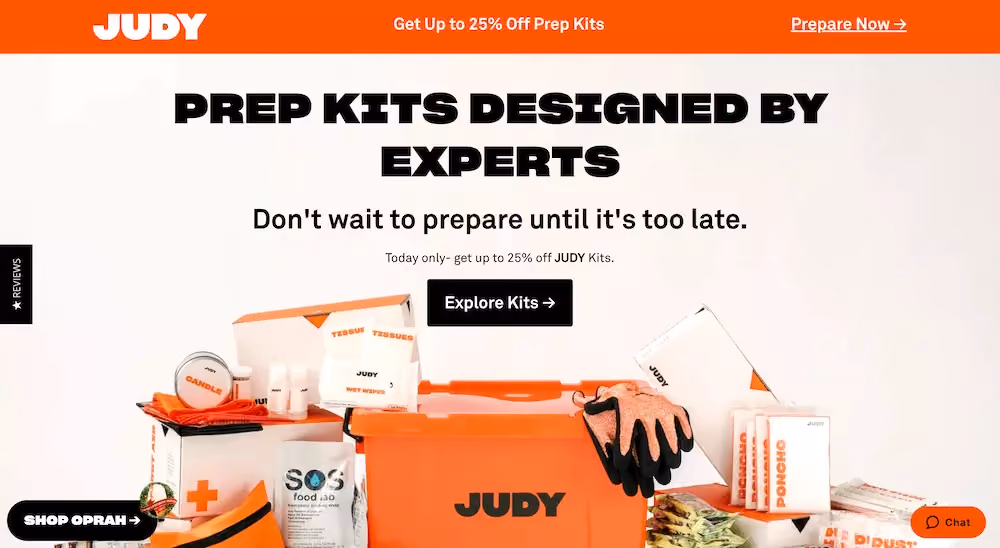DTC landing page examples: Judy