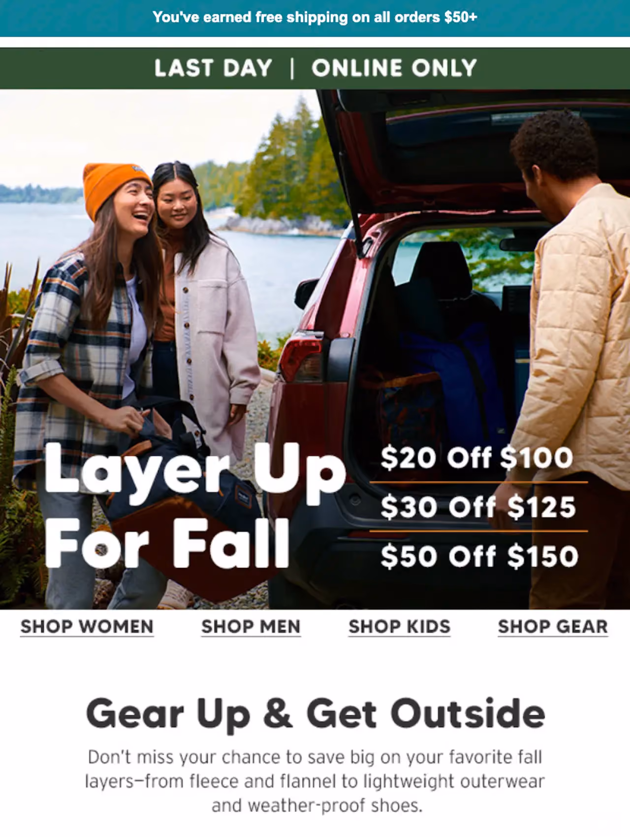 Eddie Bauer Tiered Discount Example