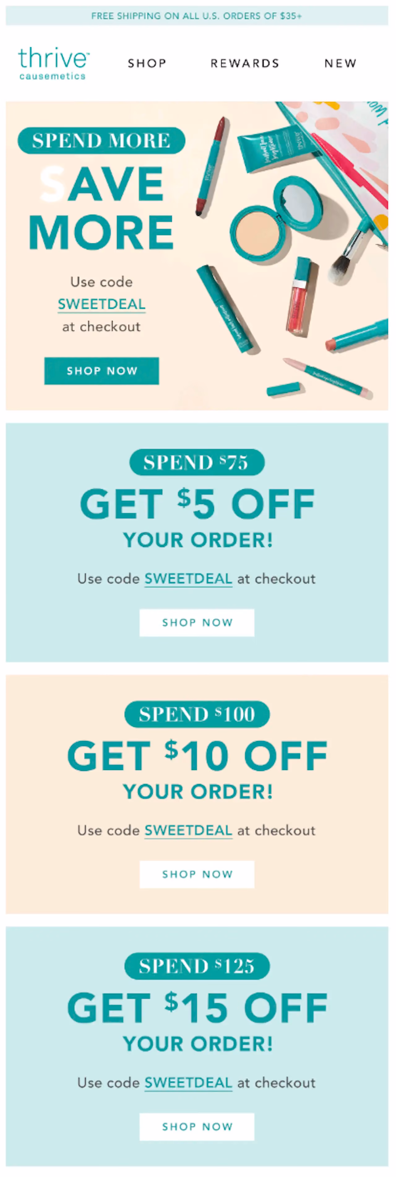 Thrive Causemetics Tiered Discount Example