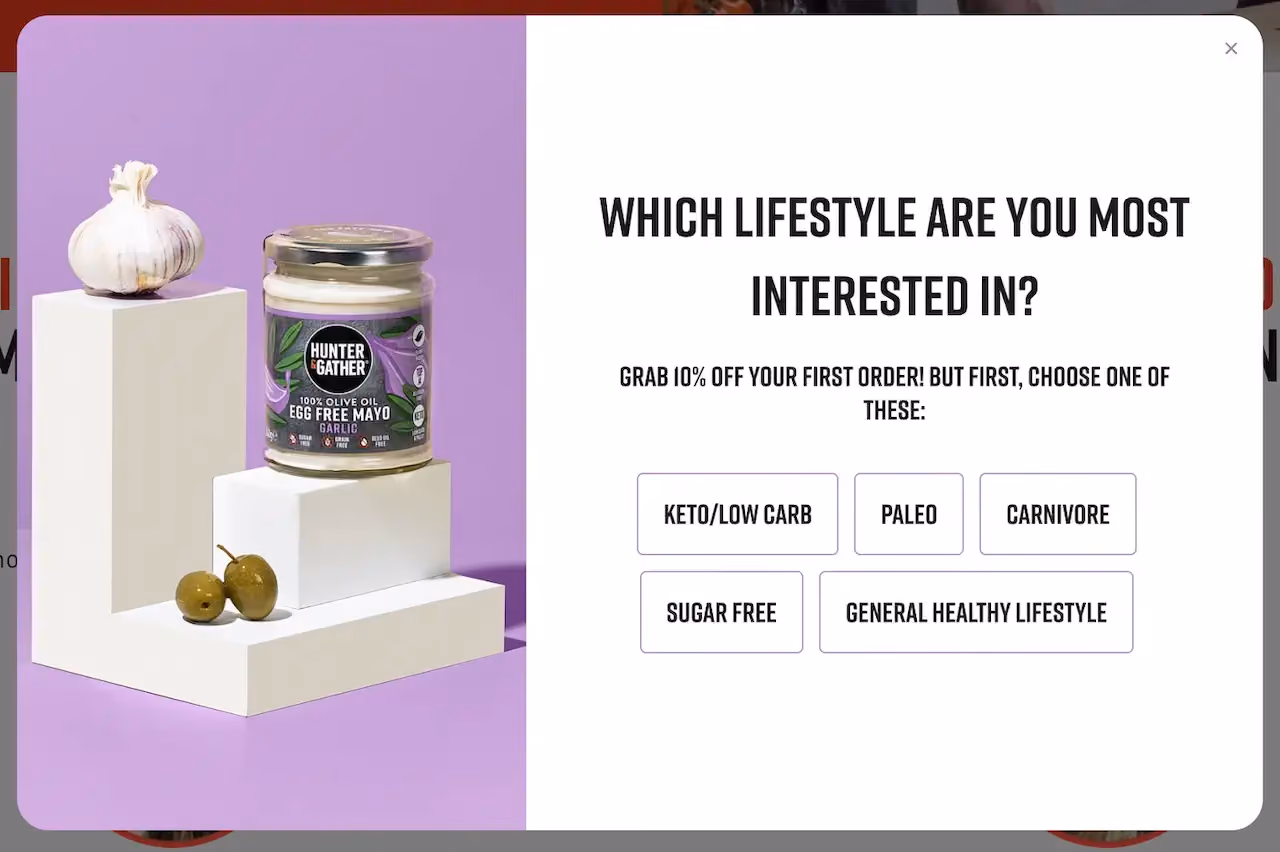 Hunter & Gather Email Popup Example