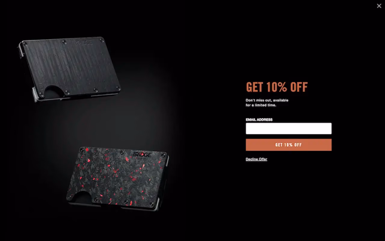 The Ridge Email Popup Example
