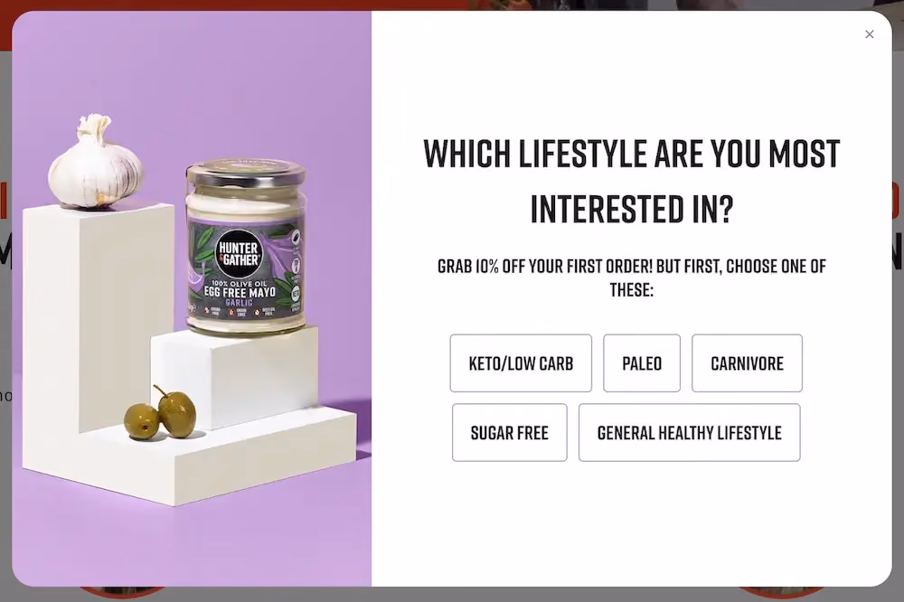 Email Popup Examples: Hunter & Gather