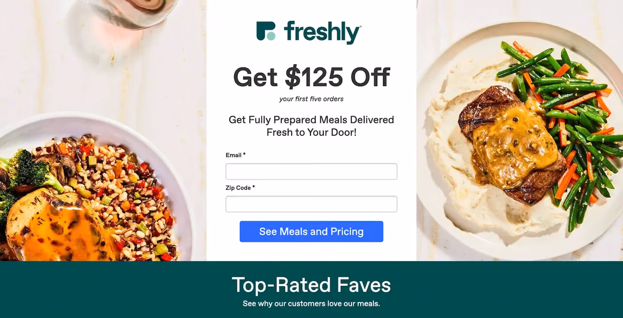 Freshly Restaurant Landing Page Example