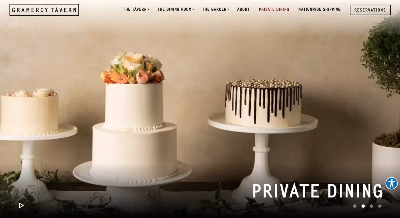 Gramercy Tavern Restaurant Landing Page