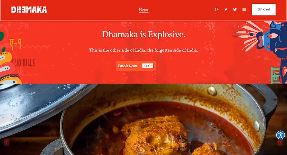 Restaurant Landing Pages Examples: Dhamaka