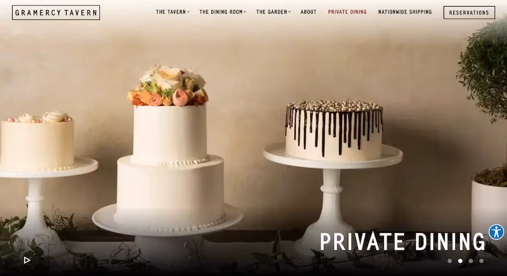 Restaurant Landing Pages Examples: Gramercy Tavern