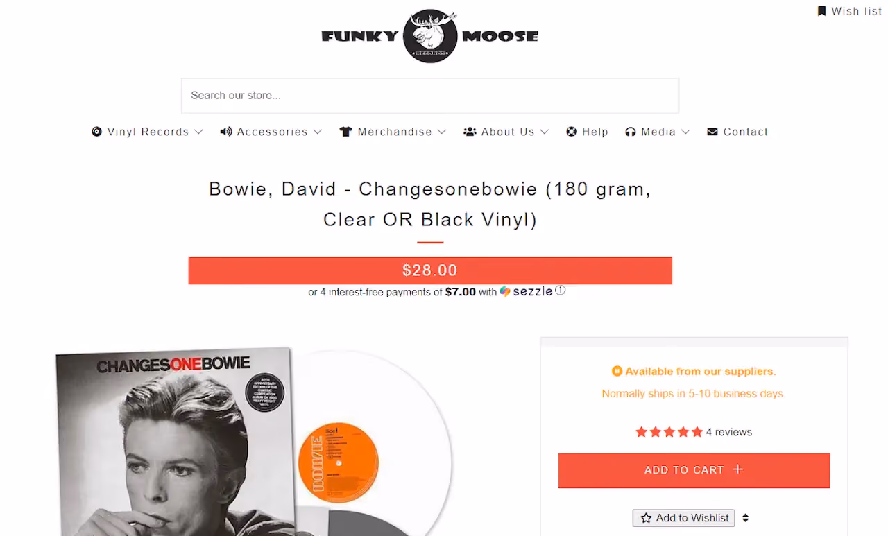 Funky Moose Add to Cart Button Example