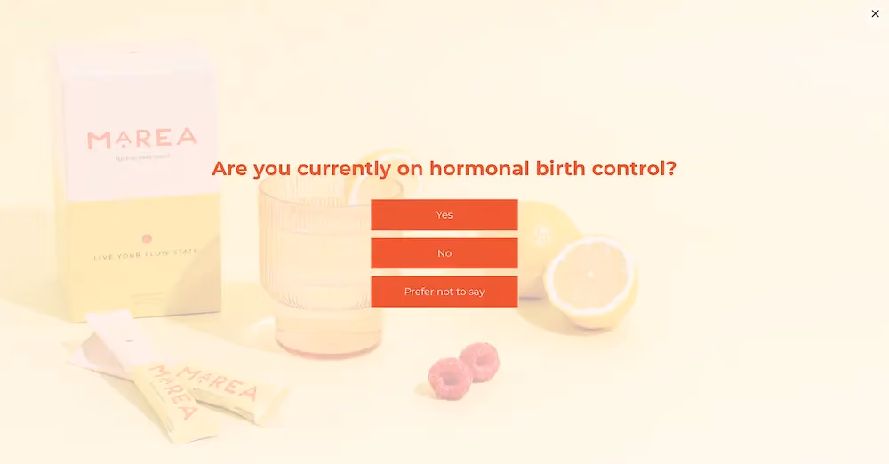 Multiple choice question that asks if the quiz taker is on birth control
