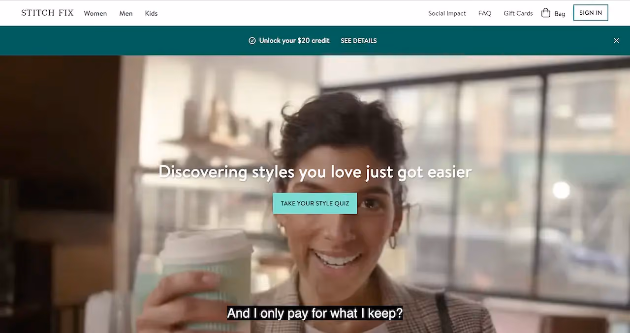 Stitch Fix Landing Page Example