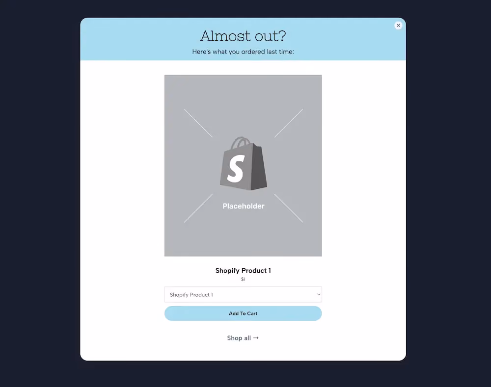 Repeat Purchase Popup