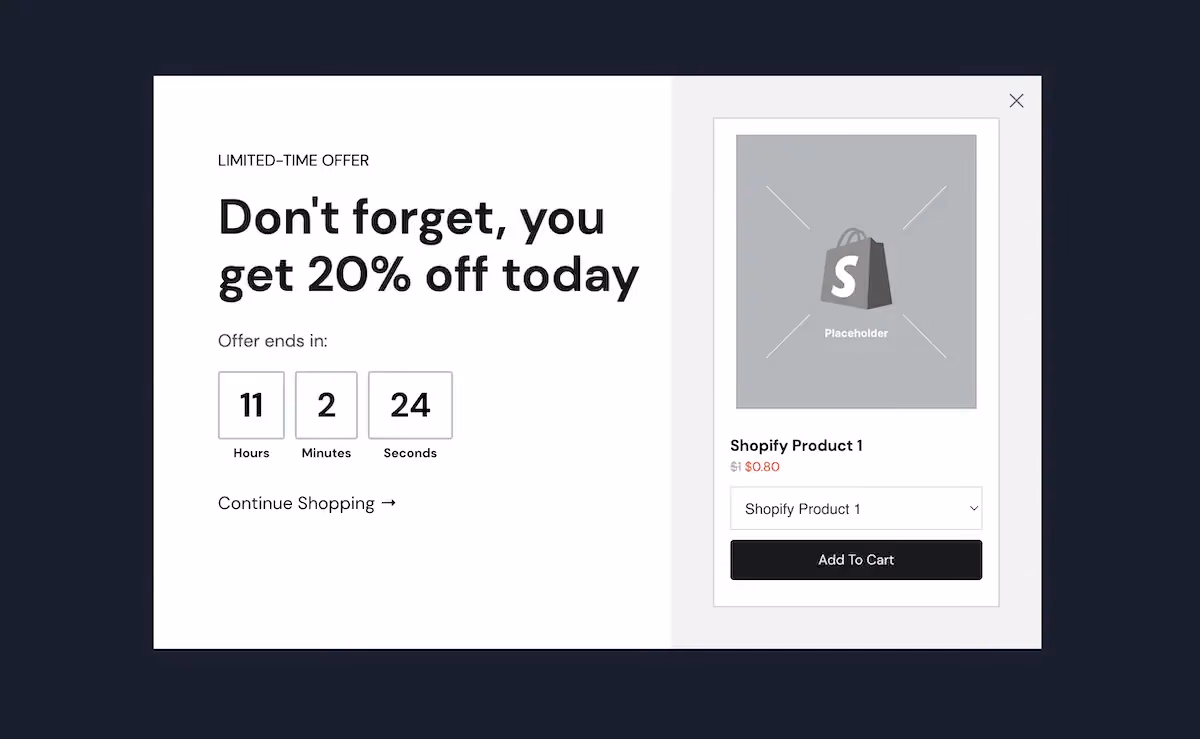 Browse Abandonment Expiring Offer Popup