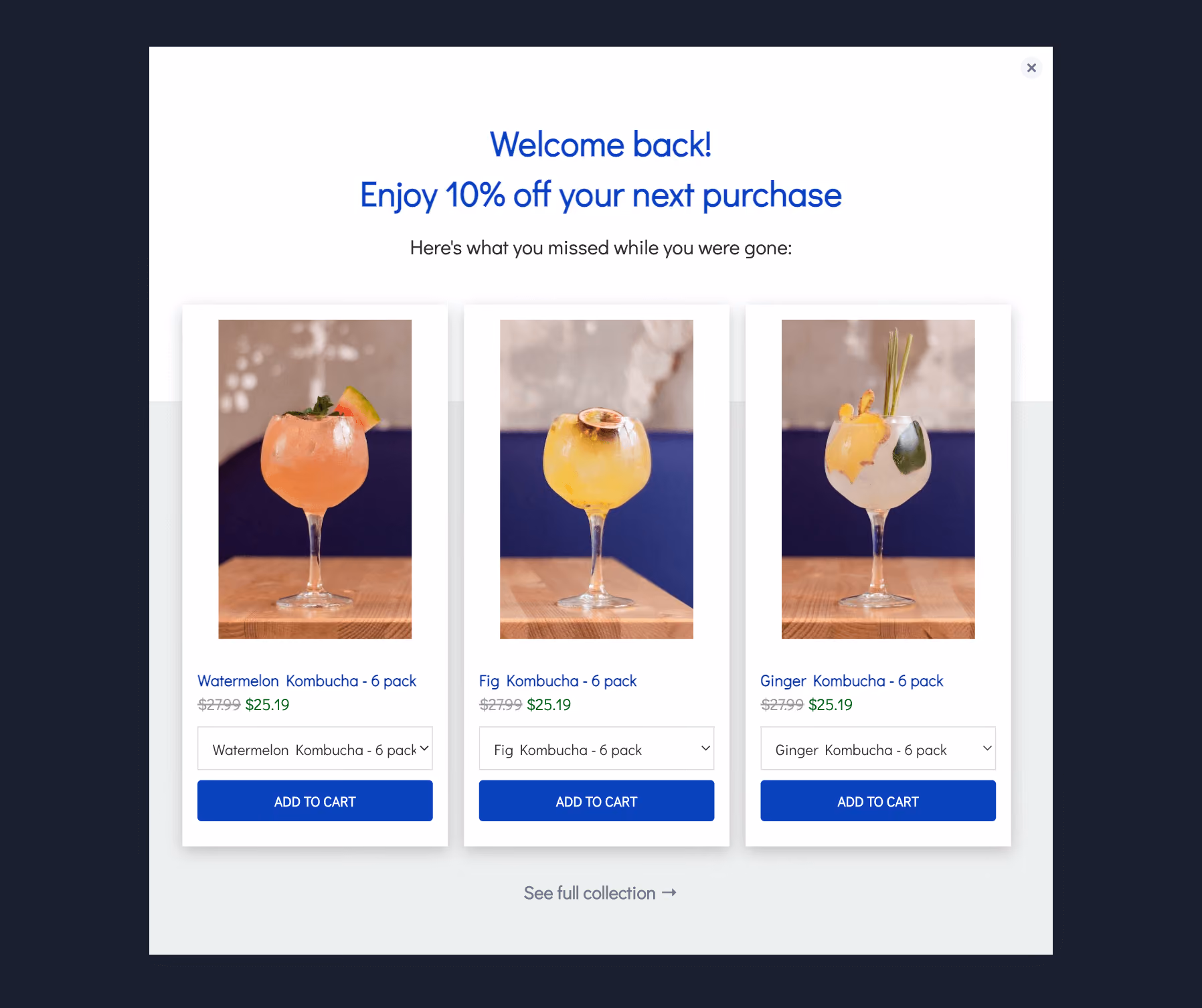 Winback Product Recommendation Popup Template