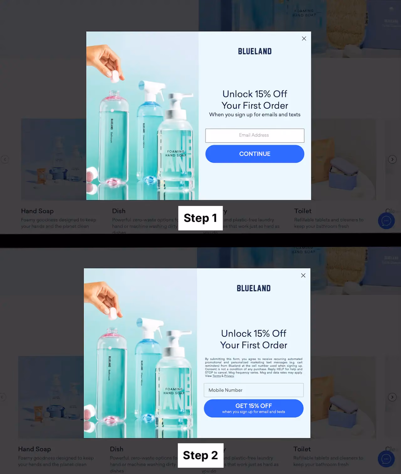 Blueland Two-Step Opt-in Form