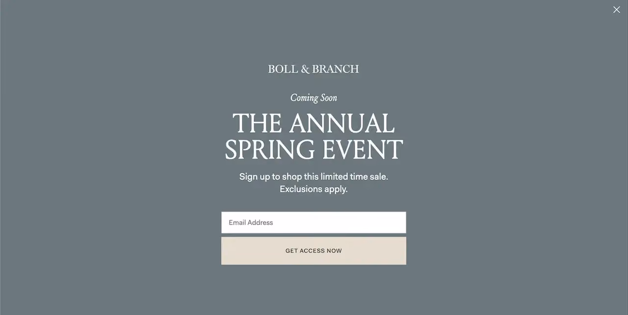 Boll & Branch Seasonal Opt-in Form