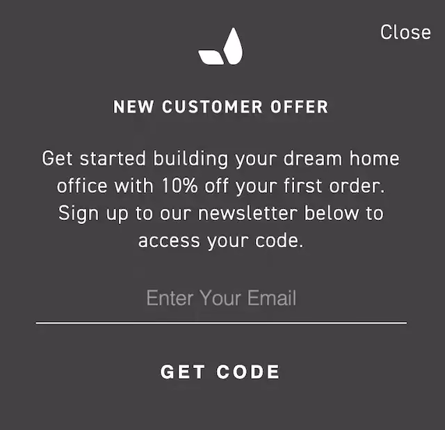 Grovemade Slide-in Email Popup