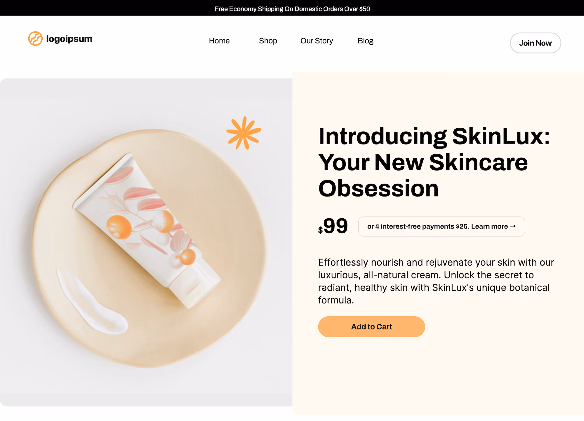 Skincare Product Landing Page Template