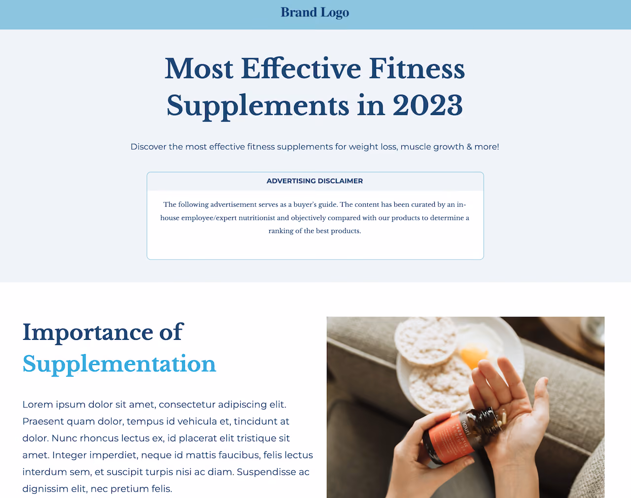 Supplements Listicle Landing Page Template