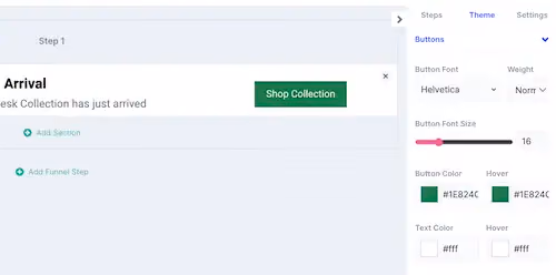 Button settings in ConvertFlow's theme settings