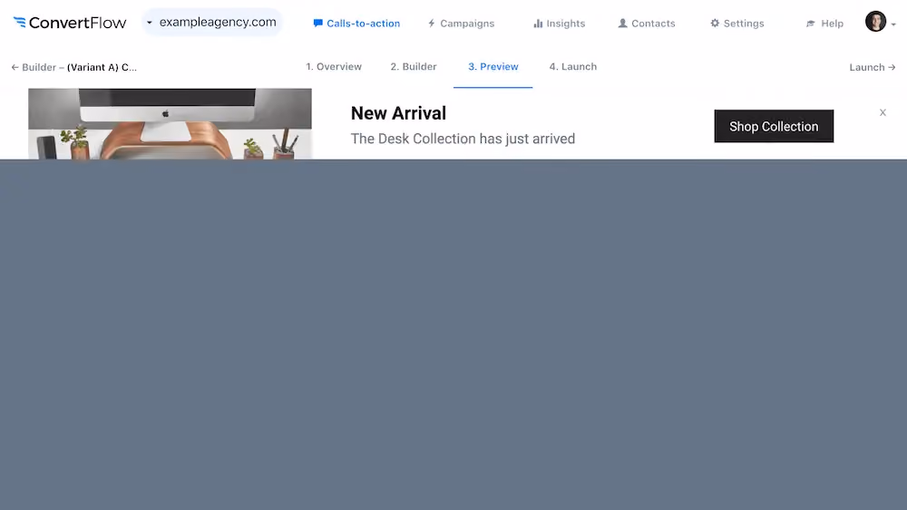 A preview of the announcement bar campaign in action