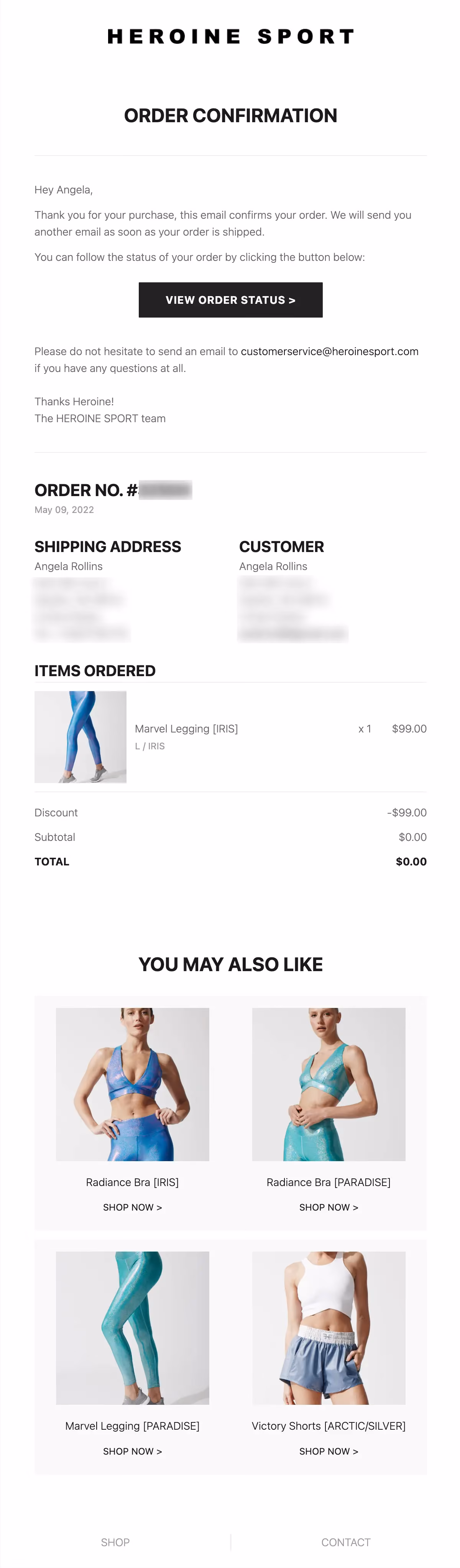 Heroine Sport Cross-Selling Email Example