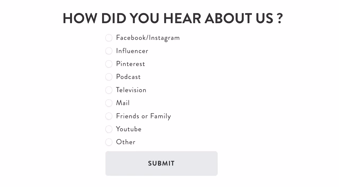 Native Post Purchase Survey Example