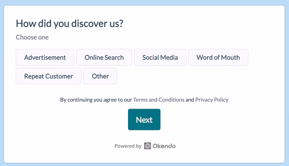 Doe Beauty's multiple-choice attribution question asks, "How did you discover us?" 