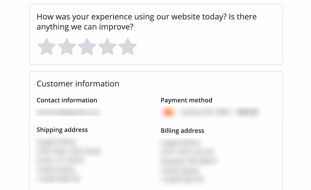 A five-star rating survey on Cycles Journal thank you page asks, "How was your experience using our website today? Is there anything we can improve?