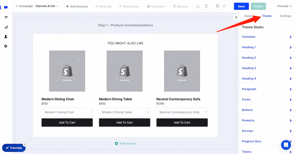 Theme settings in ConvertFlow