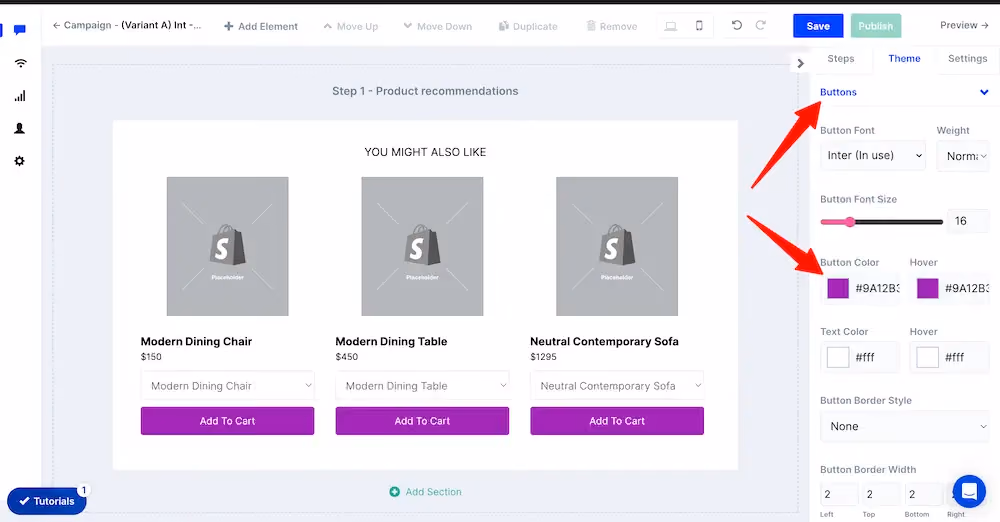 Button theme settings in ConvertFlow